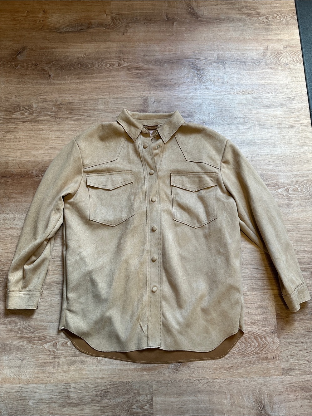 Philosophy Camel/Tan Suede Shacket with Collar